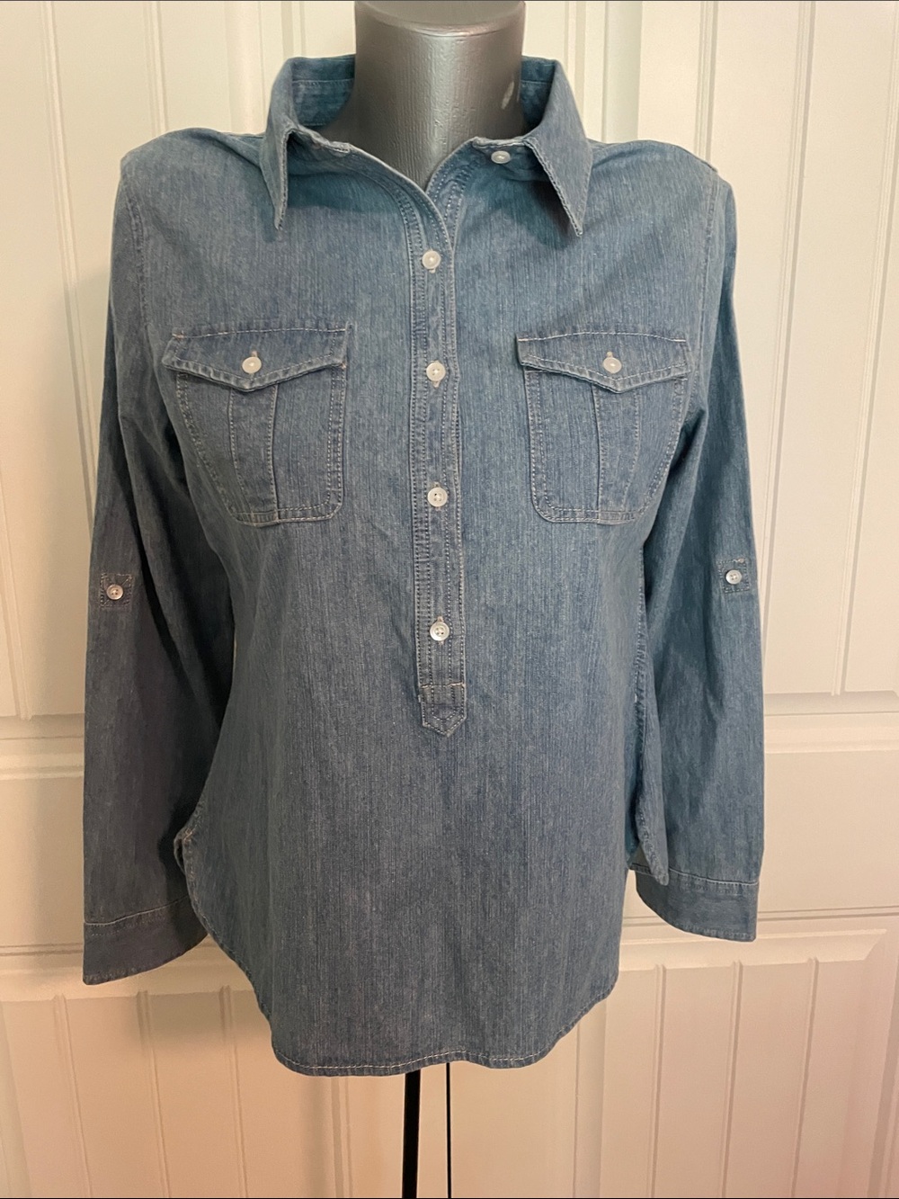 Talbots Classic Light Blue Denim Pullover Shirt - Women Jeans